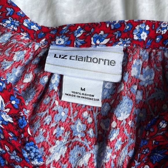 Liz Claiborne Red White and Blue Floral Tank Top - Picture 6 of 7